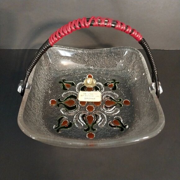 Walther Glass Crystal Dish With Handle Bowl Basket West Germany Vintage - Picture 1 of 6